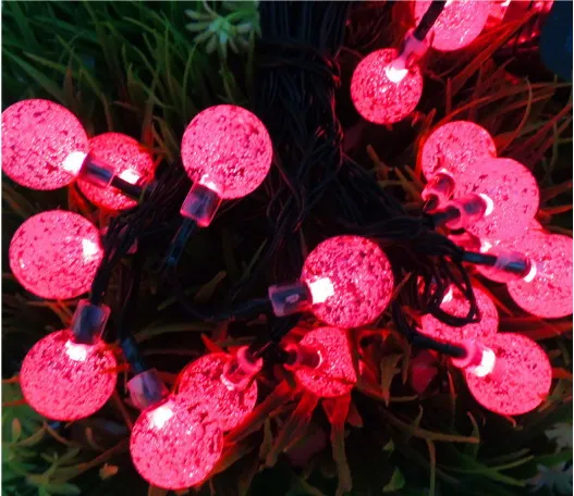 20ft светодиодные полосы 30LED crystall Ball свет Строка солнечной энергии лампы глобус Фея для партии сада и Chirstmas - Испускаемый цвет: Розовый