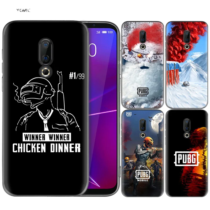 

Silicone Case for Meizu 16 16th M6T Black Dark Coque Shell Cell Phone Tpu Cover Dull Polish PUBG