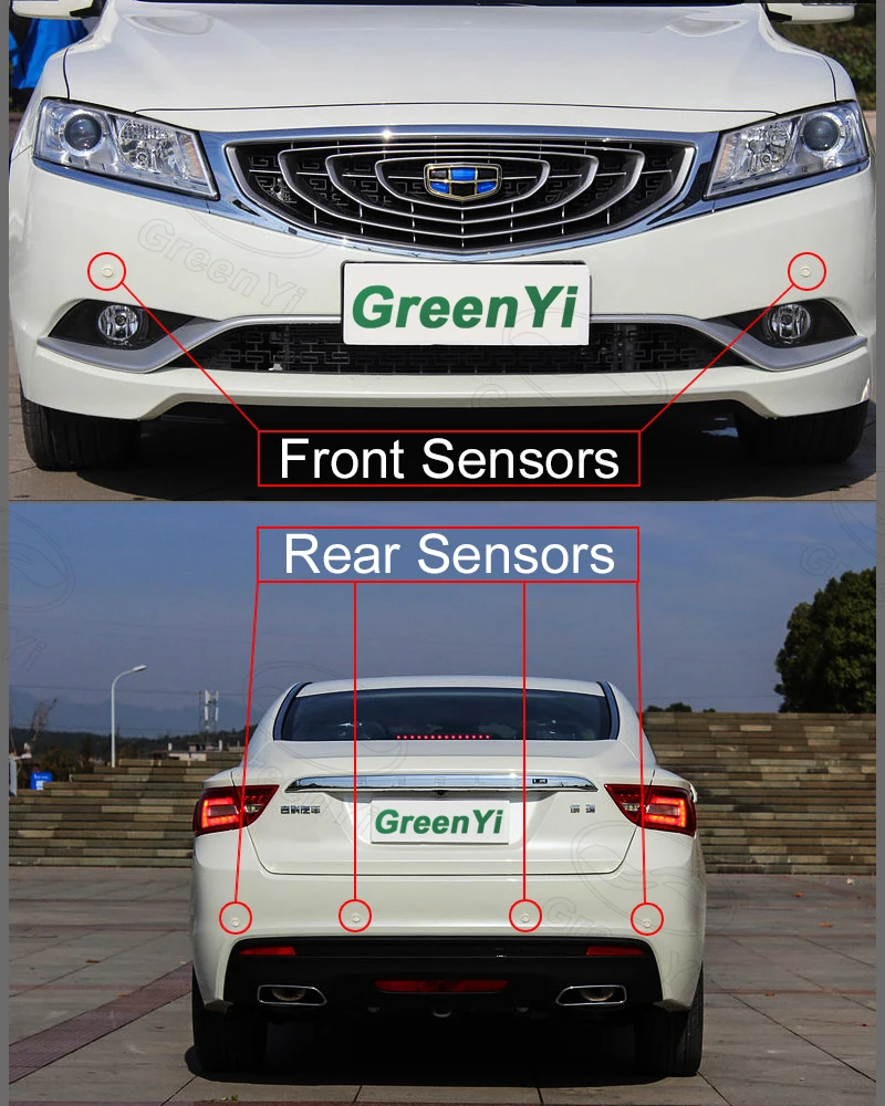 GreenYi Двухканальный автомобильный Видео парковочный радар Датчик передний задний 6 Датчик s 2 видео вход для автомобиля парковочная камера монитор dvd-плеер