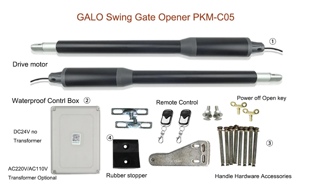 PKM-C05 энергосберегающий солнечной энергии Swing оператор привода для открывания ворот комплект DC24V