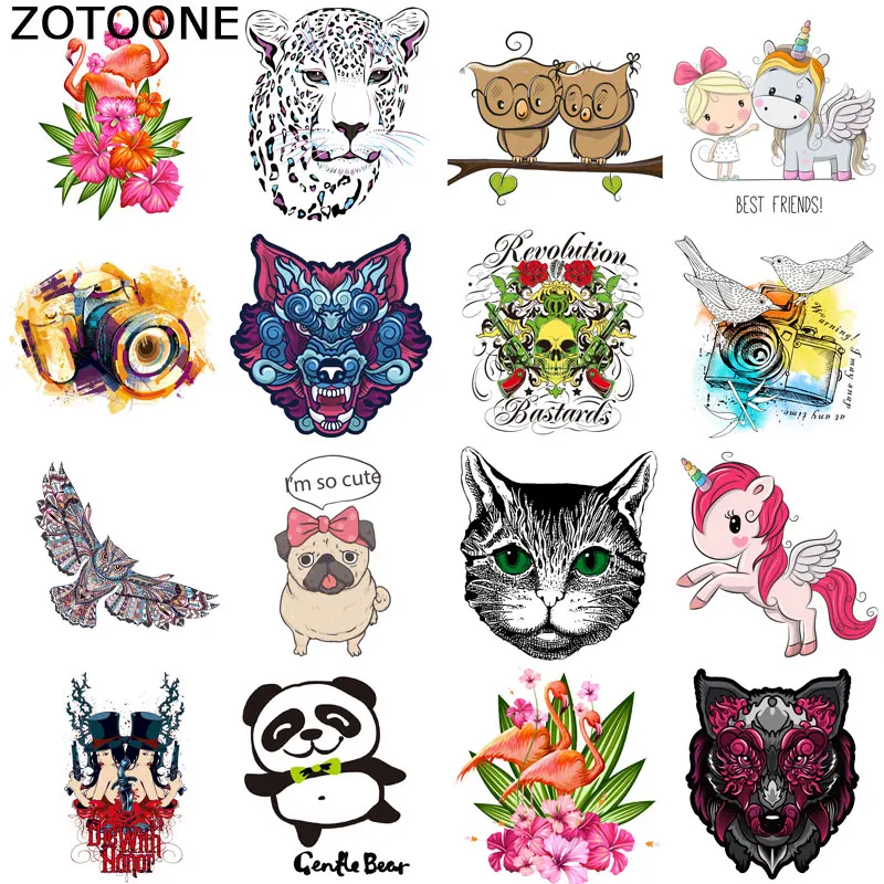 Одежда ZOTOONE самодельная наклейка для одежды мультяшный фламинго фотоаппликация