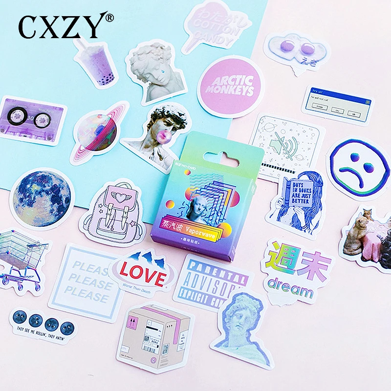 CXZY 45 шт. мини наклейка для скрапбукинга с милой планетой Луны и кошкой DIY бумажная