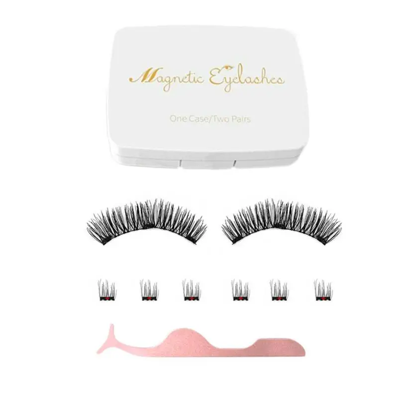 

8pcs/Set Mink Magnetic Eyelashes Lash Full Strip Eyelashes On Magnets False Eyelash With Tweezers Double Magnet Fake Lash