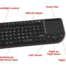 Мини 2,4G Беспроводная клавиатура сенсорная панель с подсветкой Беспроводная клавиатура для Smart tv samsung LG Panasonic Toshiba