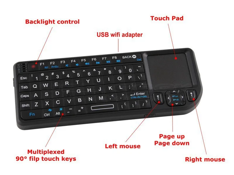 Wireless Mini Keyboard and Mouse for LG 55UK6470PLC 55" SMART TV 
