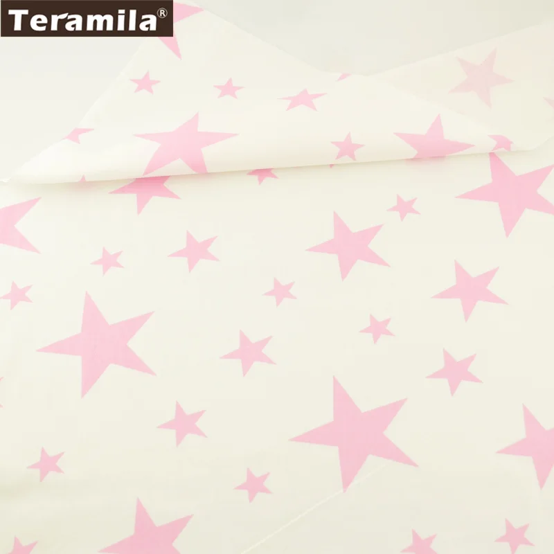 

Teramila Fabric 100% Cotton Pink Shining Stars Patterns Soft Tissue Quilting Patchwork Crafts Scrapbooking Textile Sewing