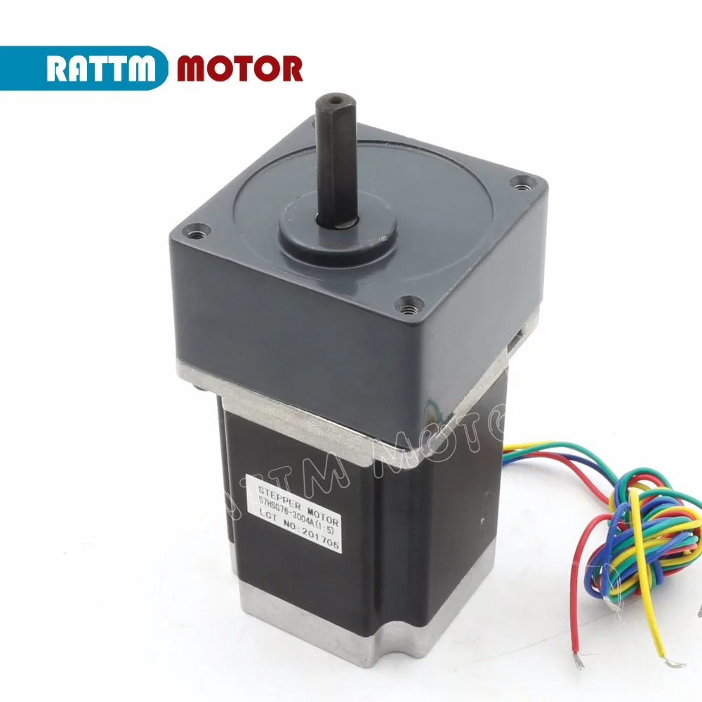 Nema23 шаговый двигатель с редуктором 1:5 L76mm 850oz. Нажмите на изображение для