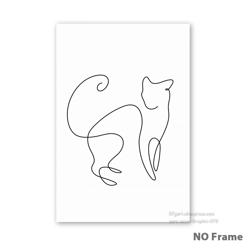 Абстрактная линия кошка холст Художественная живопись печать плакат Картина Настенная Гостиная Спальня украшение дома