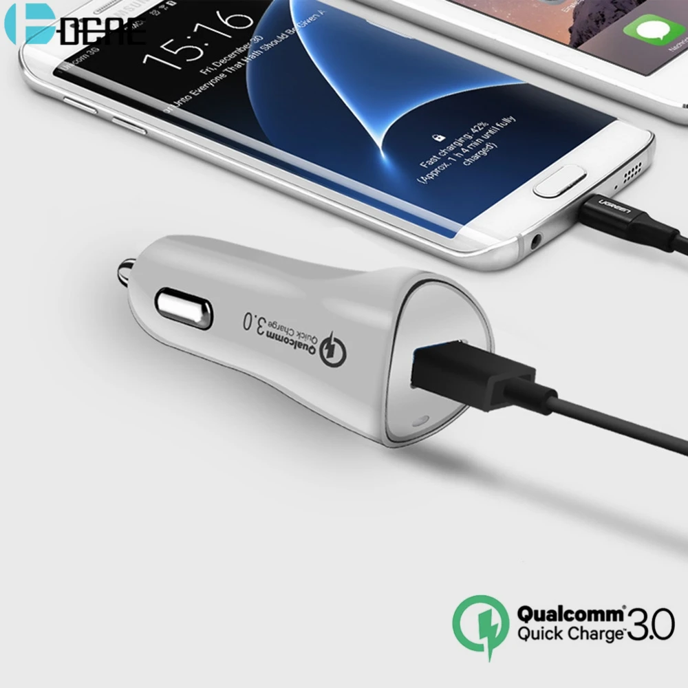 

DCAE QC Quick Charge 3.0 Car Charger Adapter Cigarette Lighter Auto Mobile Phone Charger for Xiaomi iPhone X 8 7 6 Samsung S9 S8