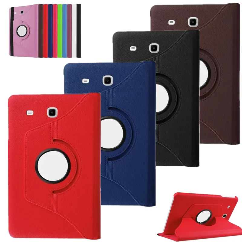 

360 Rotating Case Cover For Samsung Galaxy Tab E 9.6" SM T560 T561 Quality PU Leather Stand Smart Tablet Case Cover Luxury +film