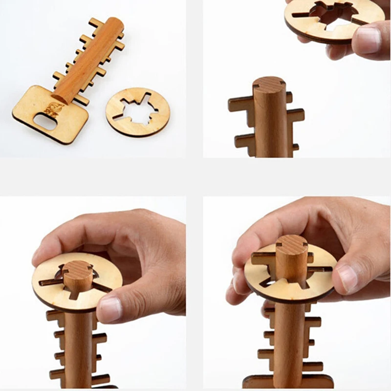 

Wooden Toy Unlock Puzzle Key Classical Funny Kong Ming Lock Toys Intellectual Educational For Children Adult Puzzles Game Toy