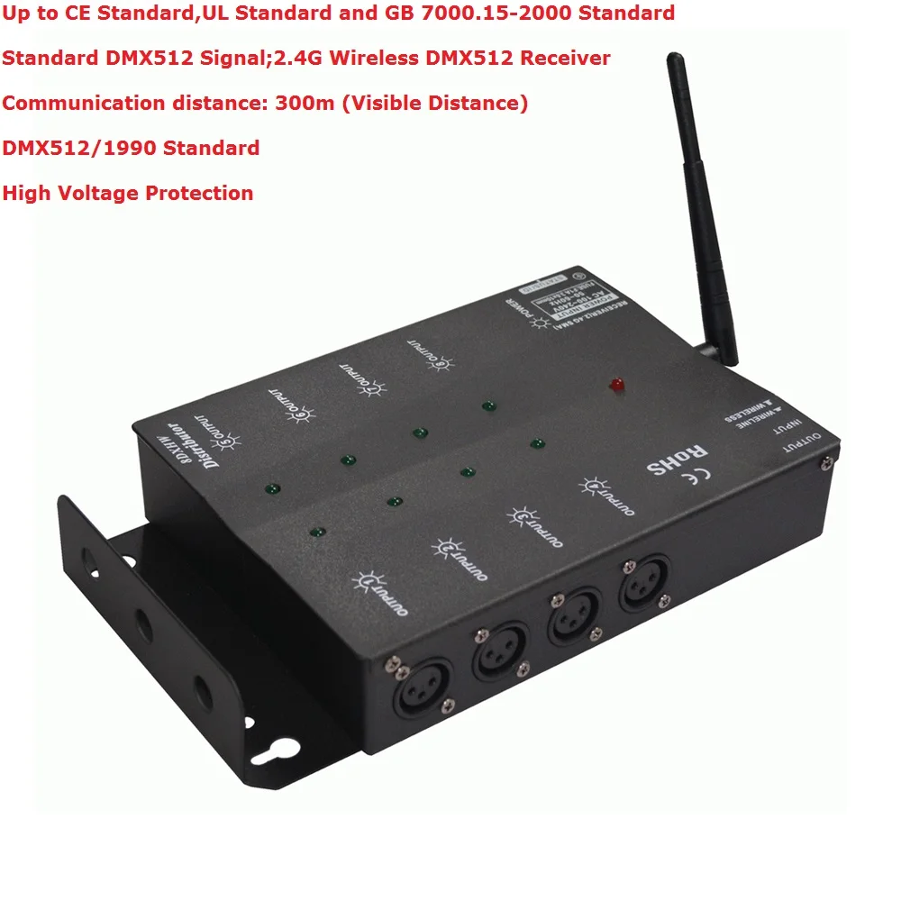 Fedex Shipping Wireless DMX Eight-Way DMX Splitter DMX512 Light Stage Lights Signal Amplifier Splitter 8 Way DMX Distributor