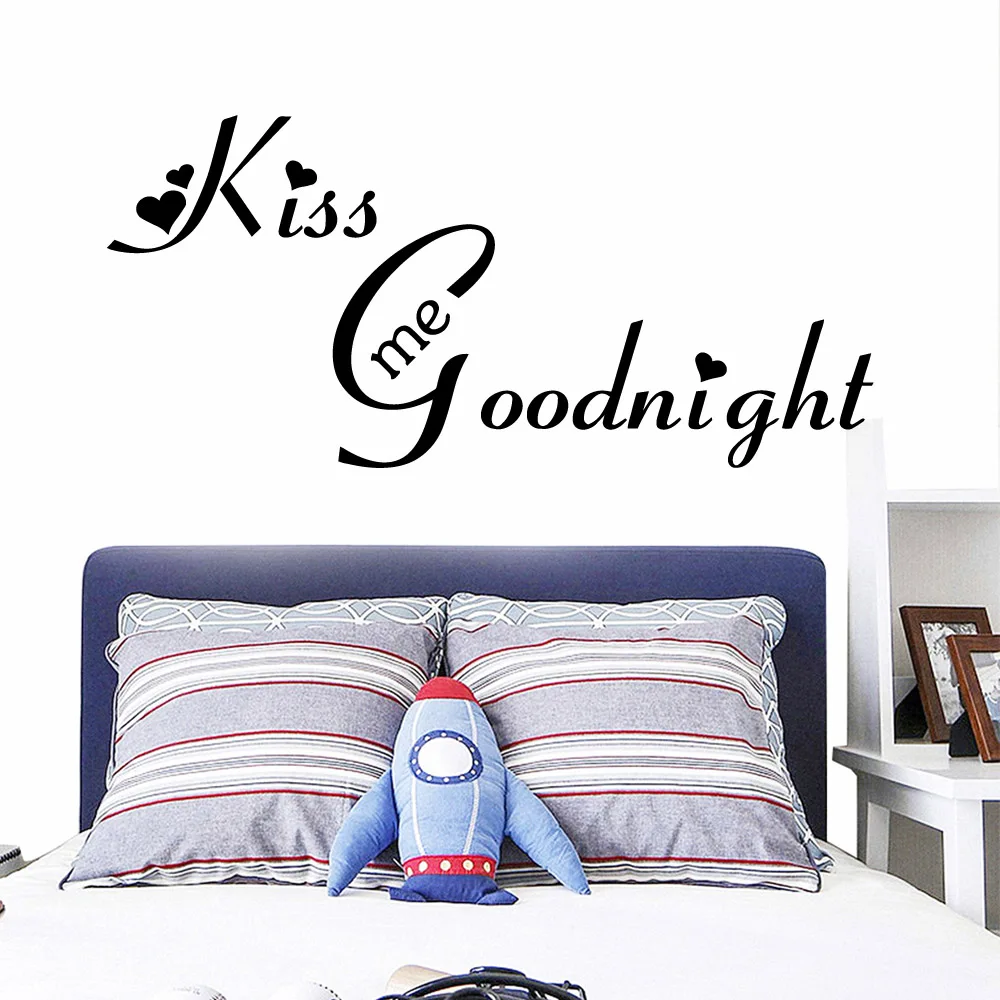 

3D kiss me good night Self Adhesive Vinyl Waterproof Wall Decal For Living Room Bedroom Decoration Murals