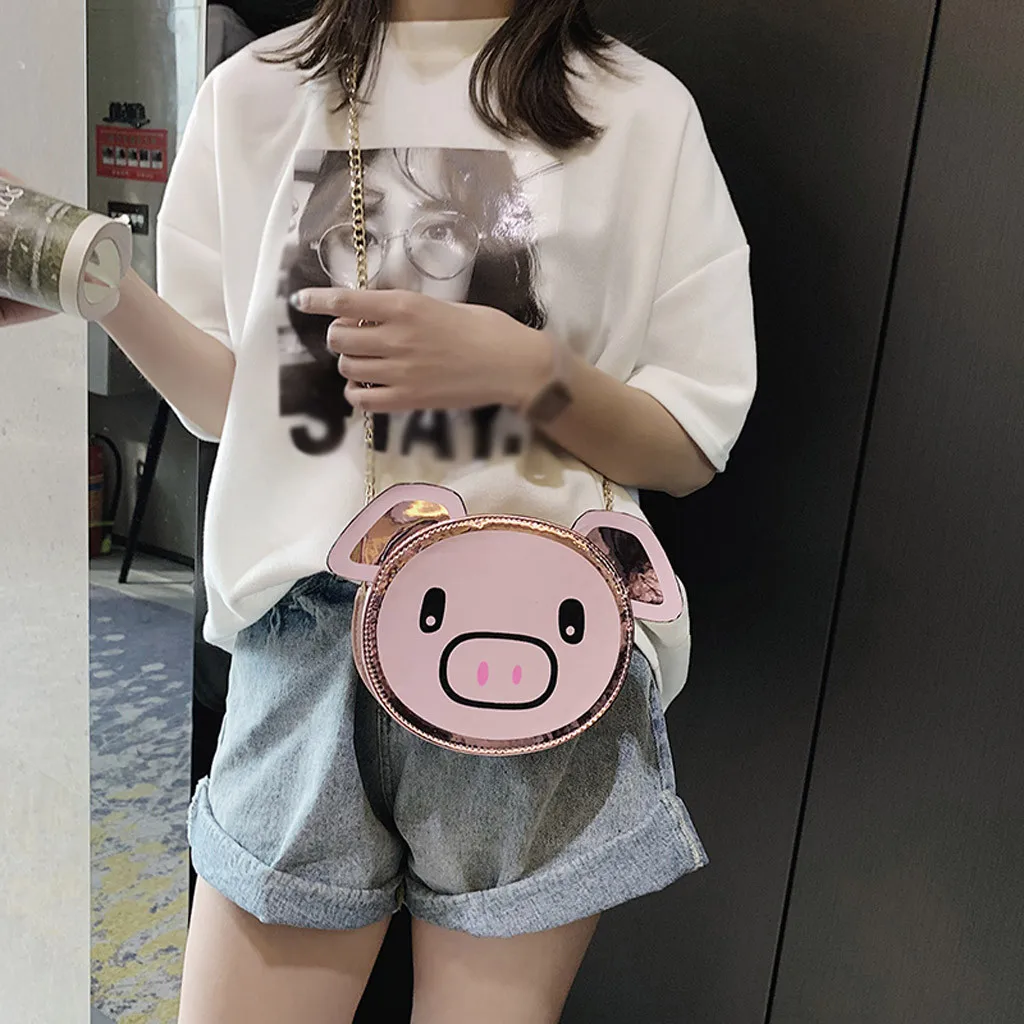 

OCARDIAN Handbags Fashion Girls Women 2019 Summer Leather Cut Chain Wild Cute Cartoon Pig Shoulder Messenger Bag Dropship M13