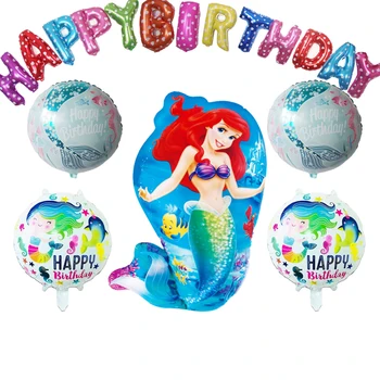 

18pcs happy birthday decoration foil balloons Mermaid ocean animal fish theme party supplies balls kids lovely air globo toys