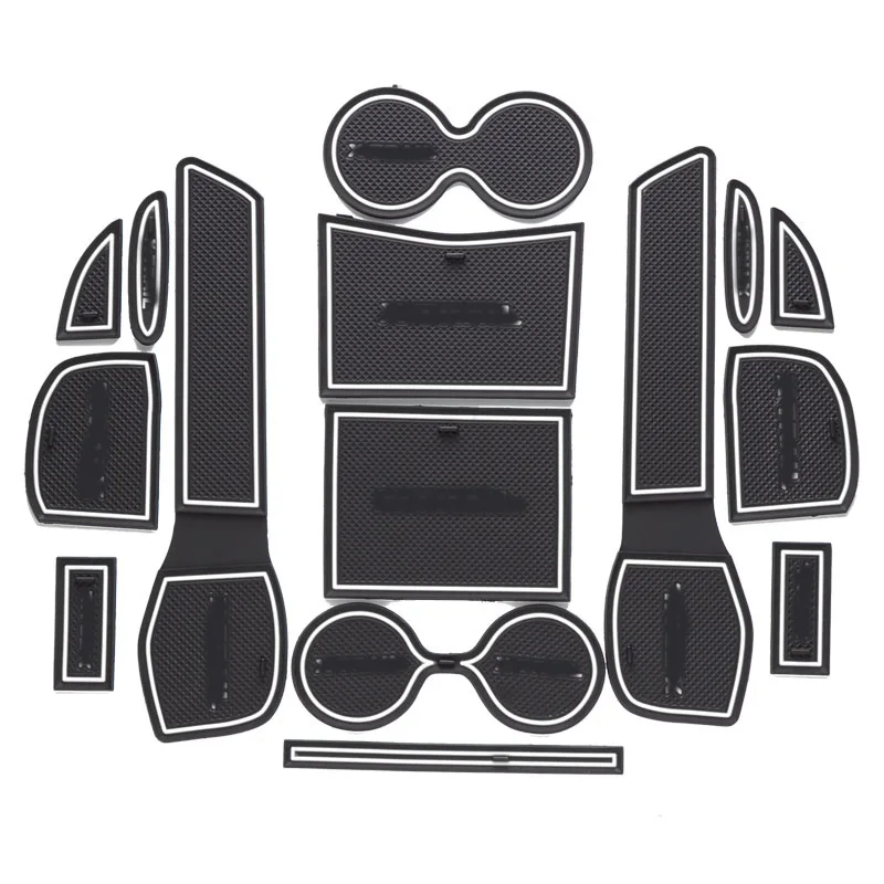 For 2014 2015 16 17 Nissan X-Trail X Trail XTrail Gate Slot Mats Nonslip Cup Pad Antislip Door Groove Mat Car Accessories 15pcs