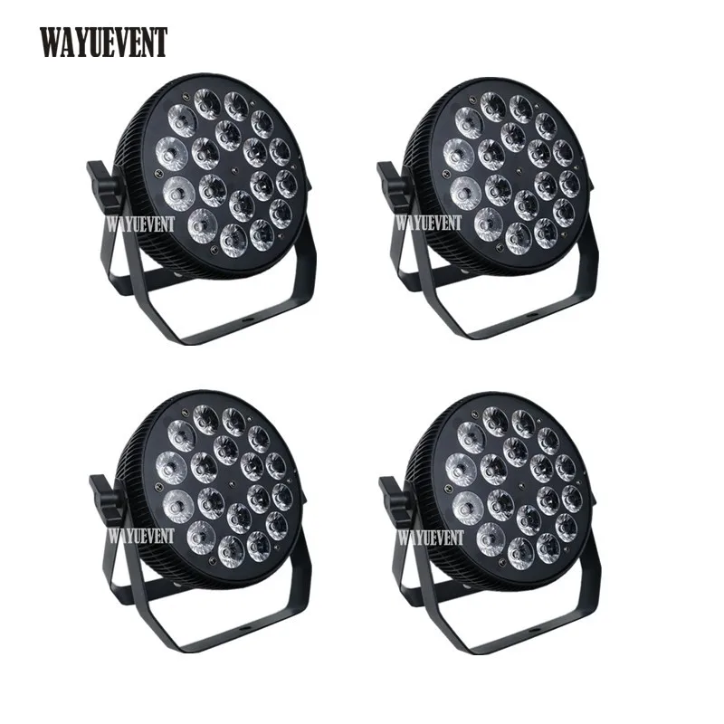 

4PCS/LOT Aluminum Alloy LED Flat Par 18x18W Lighting DJ Par Cans Aluminum Alloy DMX 512 Light DMX Dj Wash Lighting Stage Light