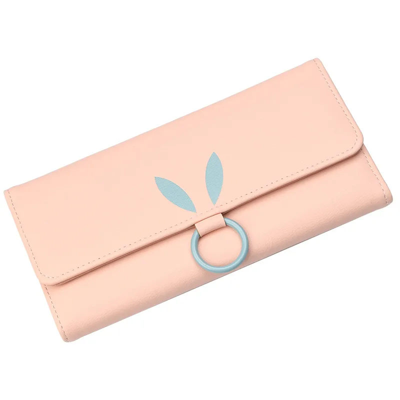 

2018 Brand Wallets Latest Soft Leather Long Women Wallet Change Card Holder Female Pure Color Purse Rabbit Ear Pattern Wallets