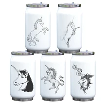 

Double Walled Coka Shaped Water Bottle Graduate Gift with Unicorn Printing Stainless Steel Vacuum Insulated Bottle Leak-proof