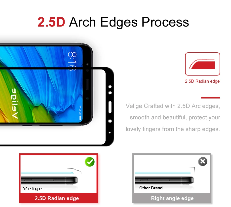 Velige Full Cover Tempered Glass For Xiaomi Redmi 5 Plus Xiomi Redmi5 Redmi 5 Plus Screen Protector 9H Protective Glass Film (7)