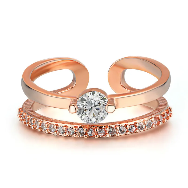 

Perfect Rose Gold Filled Double Layers Ring Fashionable Party Jewelry Birthday Gift