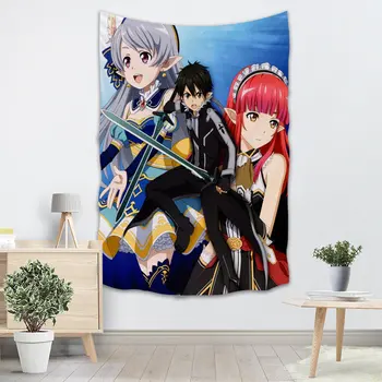 

130x150CM,140X250CM Sword Art Online Tapestry Wall Hanging Tapestries Forest Tapestry Bedspread Yoga Mat Blanket Bed Table Cloth