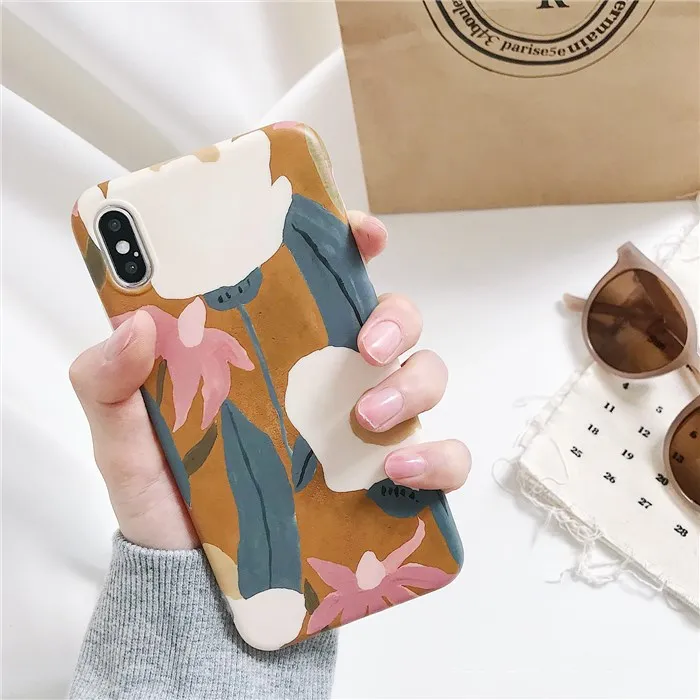 Модный Ретро чехол с цветочным рисунком для Iphone Xs Max Xr прозрачный Цветочный