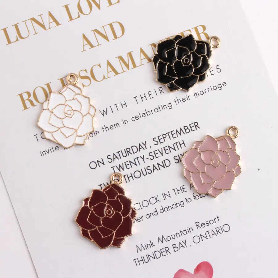

10PCS/Lot 27*20MM Lotus Flower Charm Pendants Alloy Metal Enamel Charms for DIY Making Bracelet Necklace