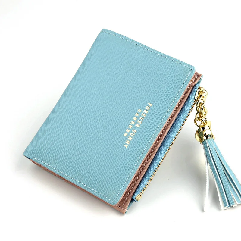 Women's Pink Tassel Zipper Mini Wallet - PU Leather Coin Purse & Card Holder