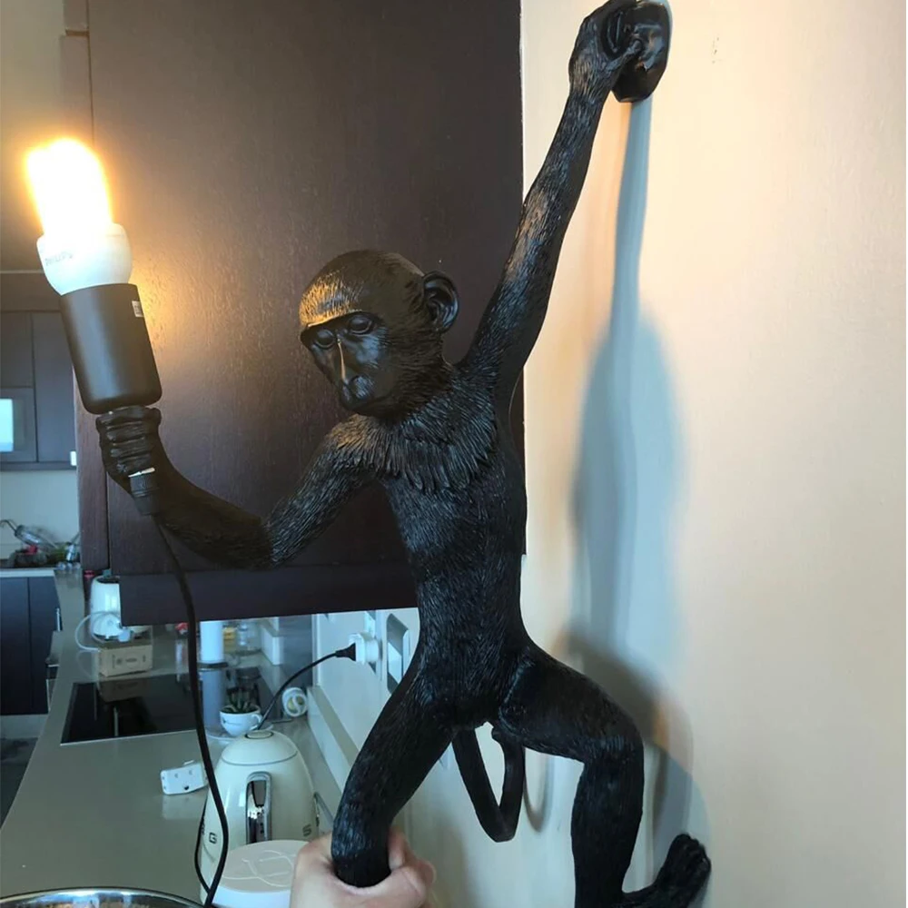 Billige Harz Affe Anhänger Lampen Hängen Wand Wohnzimmer Licht Hause Pendante glanz E27 Birne kroonluchter Luminaria Luces Decoracion