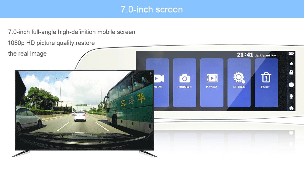 " сенсорный экран двойной объектив Автомобильная камера зеркало заднего вида Автомобильный видеорегистратор Full HD1080p видеорегистратор с ночным видением регистратор приборная панель камера