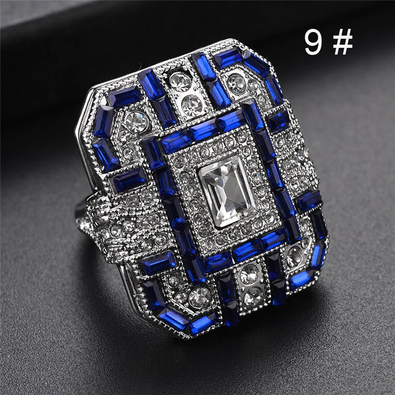 2018 New Arrival Fashion Women Crystal Silver Cubic Zirconia Band Ring Jewelry Gift Rings for women Ring Set J13#N (5)