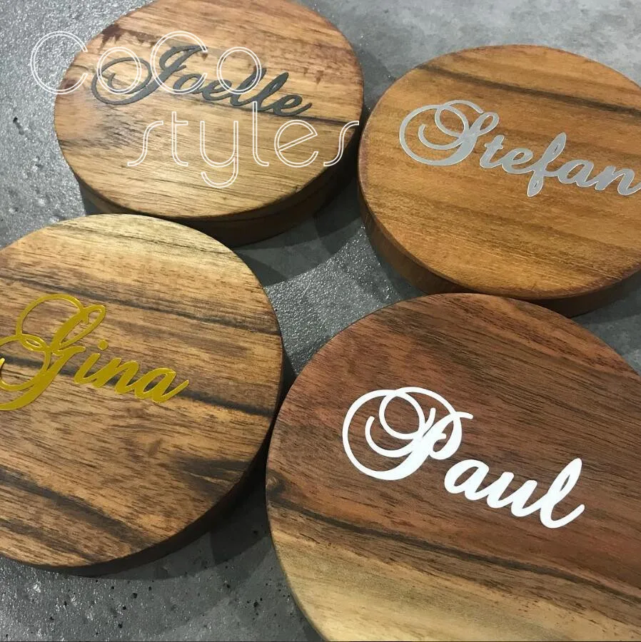  Cocostyles customized rustic round wooden guest name card with hand writing for calligrapher weddin - 32892220049