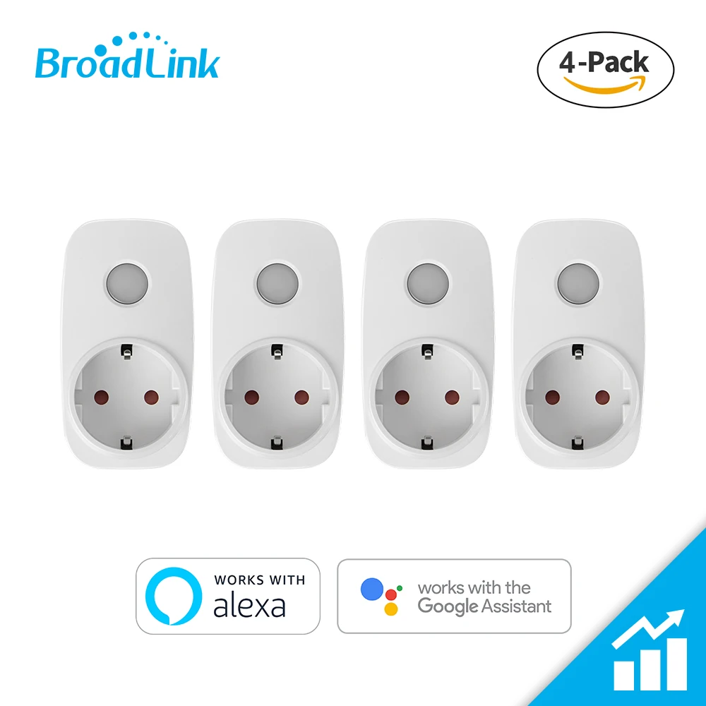 4-Pack BroadLink SP3 SP3S Wi-Fi вилка умная розетка, измерительная розетка 16А, штепсельная вилка европейского стандарта, работает с Google Home и Amazon