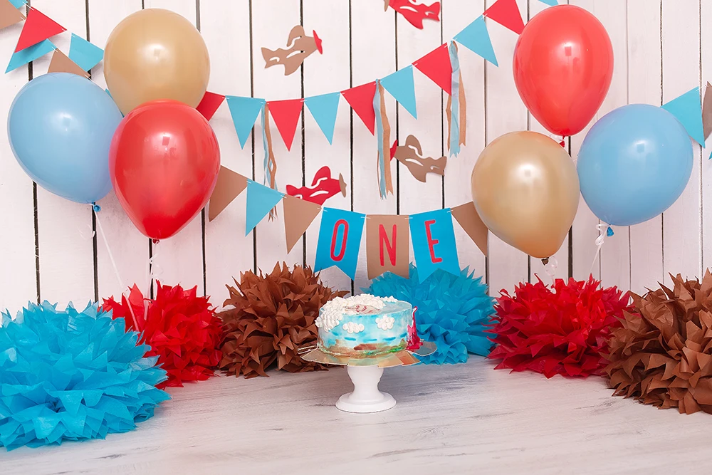 

Happy birthday backdrops for boys cake smash photo background photography props 1st birthday party decor photo studio Gy-1081