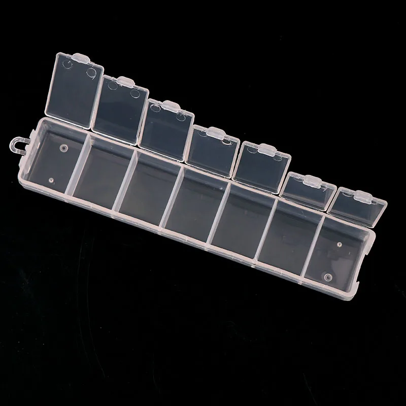 

1 Pc 7 Grids Transparent Plastic Rectangle Storage Box DIY Nail Art Tips Decoration jewelry Tools Case Container