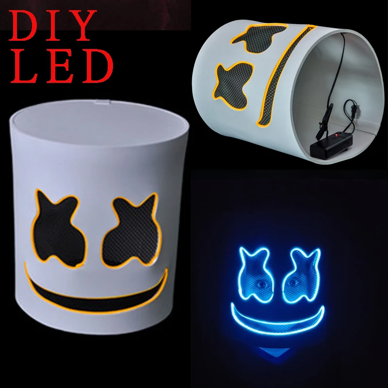 

LED Marshmallow Mask Cosplay Props EVA DIY Mello Helmet Kids Adults unisex Halloween Party DJ Marshmellow Accessories
