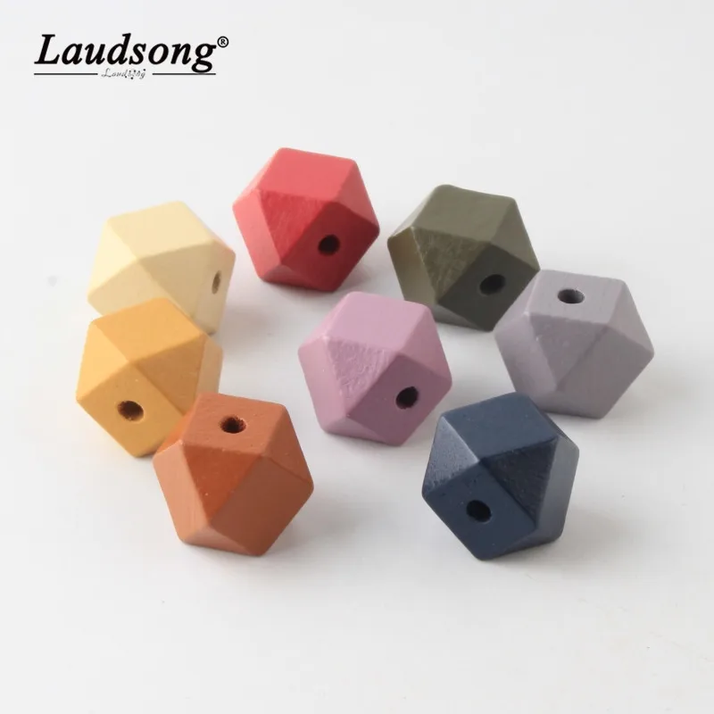 

10PCS 20MM Wooden Geometry Beads Baby Teethers for DIY Kids Toys & Pacifier Clip Wood Spacer Beading Accessories