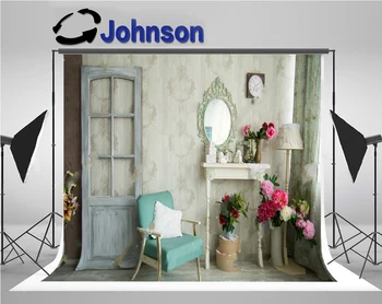 

wall backdrops High quality Computer print Antique Vintage Country House Mirror Table Vase Flower Door Old Chair Room background