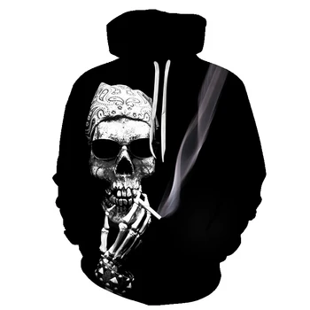 

BIAOLUN 2019 Smoking Skull Hoodies Black Sweatshirts 3d Hoodie Men Tracksuit Fashion Hoody Funny Pullover Autumn 6xl Streetwear