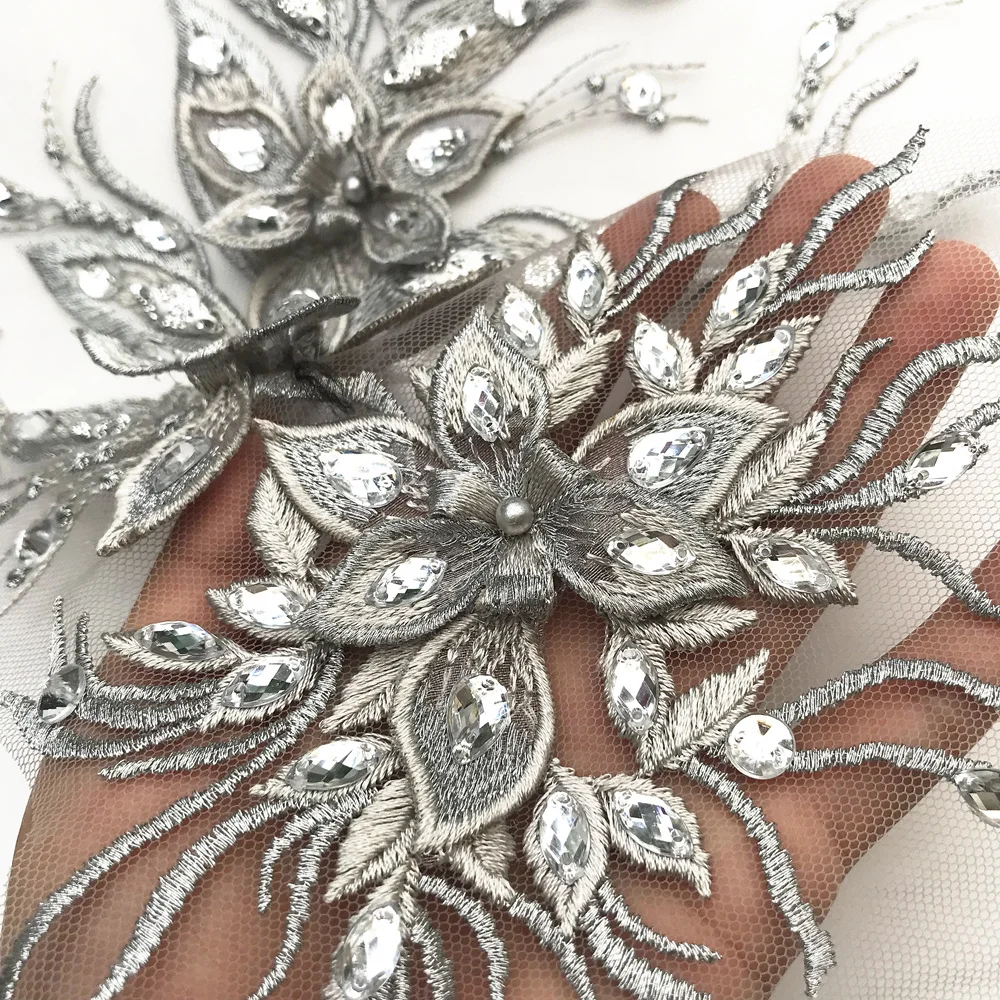 Серые 3D Искусственные серебряные бусины декоративные стразы кристаллы