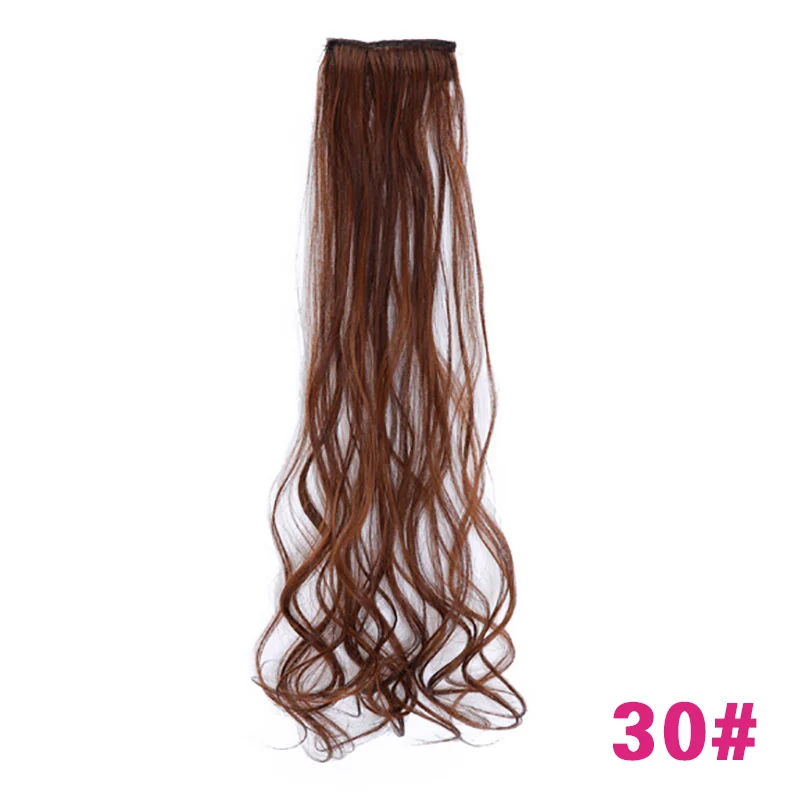 Синтетический чистый цвет, длинные волнистые волосы для наращивания, 1 шт., 2 зажима, высокотемпературное волокно для наращивания волос для женщин, AOSIWIG - Цвет: #30