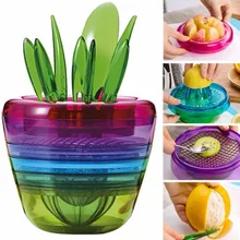 Multifunctional Kitchen Gadgets Salad Making Tools Fruit Vegetable Dice Set Squeezer Masher Peeler Slicer Fork