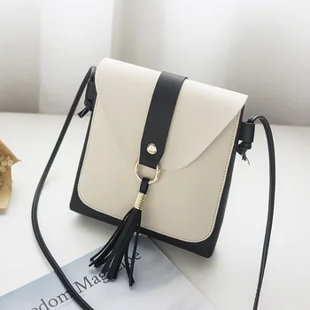 

PU leather tassels patchwork women mini handbag ladies shoulder cross-body bag female pouch bolso mujer bolsa feminina for girls