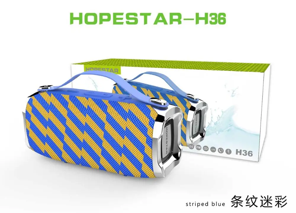 HOPESTAR H36 Мини Bluetooth динамик открытый портативный водонепроницаемый беспроводной маленький громкий динамик HIFI Бас Звук 3D стерео музыка TF - Цвет: striped blue