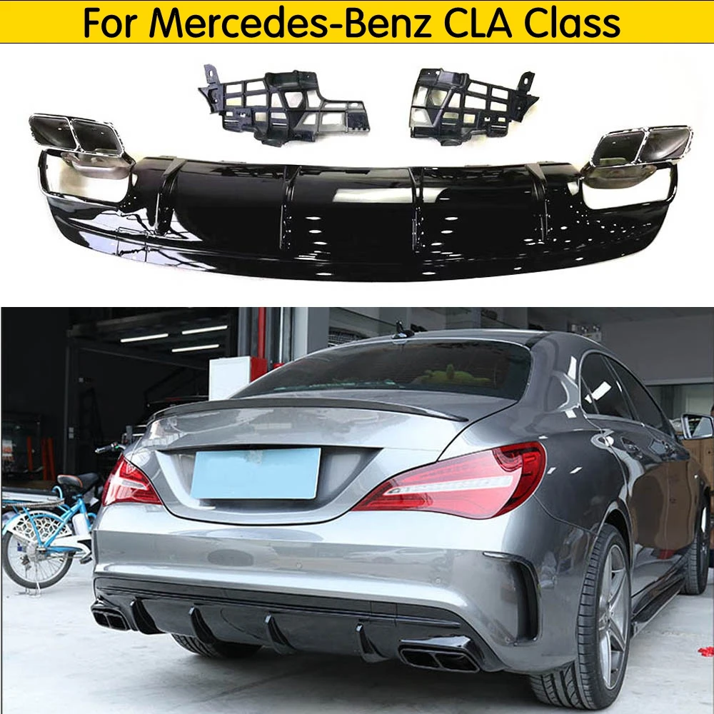 CLA класс PP задний бампер диффузор для губ с выхлопными наконечниками Mercedes Benz Class