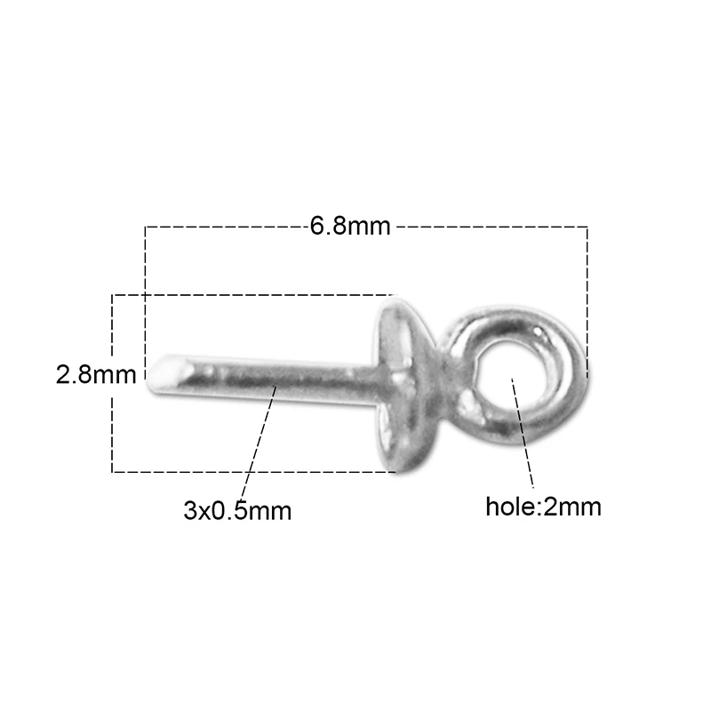 Чистого серебра 925 пробы серебро держатели для подвесок из верхняя чашка просверленные булавка, кулон разъем бусины-подвески для Кепки для бижутерии, материал для рукоделия ID25427
