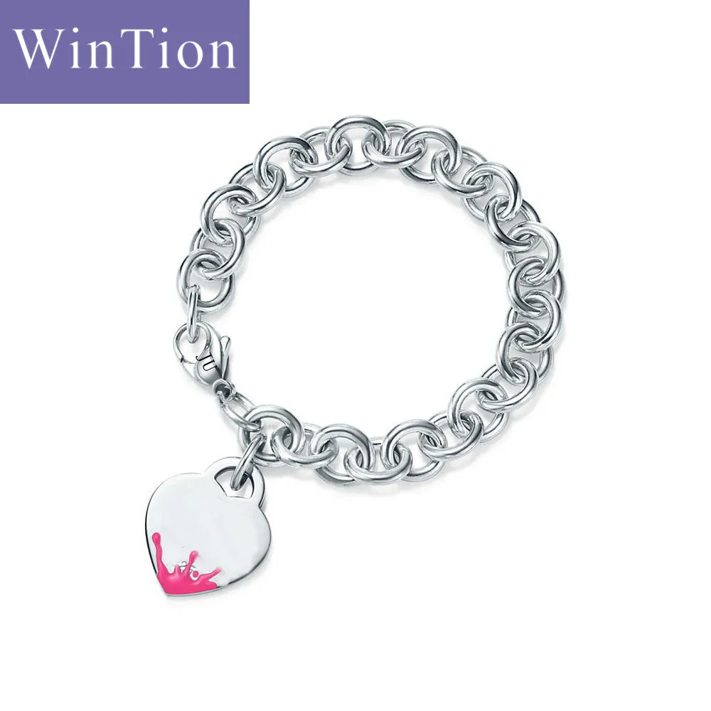 

tiff Sterling silver fashion accessories pink girl young style girlfriends holiday gifts DIY clothing wild bracelet