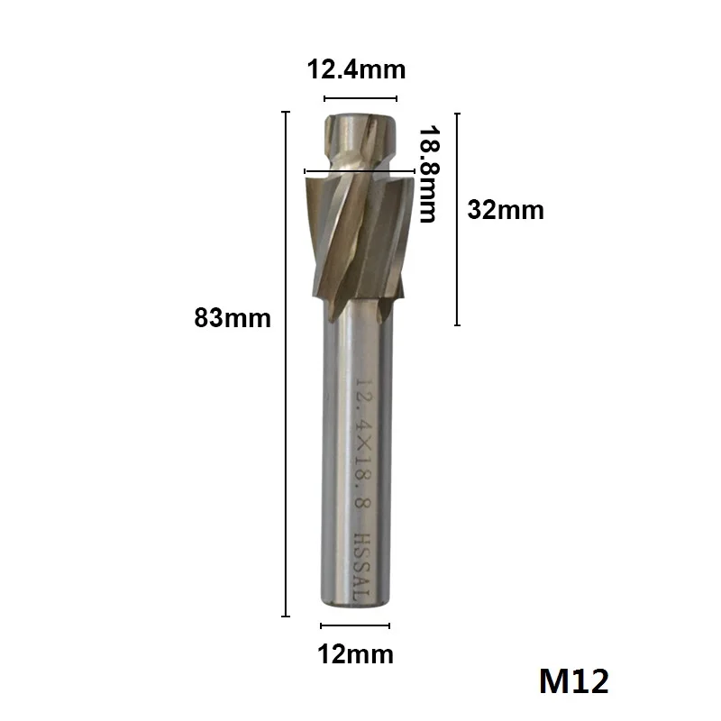 1 шт. M3.2-M16.5 HSS Цековка торцевой Фрезы с ЧПУ машина для вырезания гребней и пазов 4 флейты гравировальное лезвие раззенковка фреза - Длина режущей кромки: M12.4