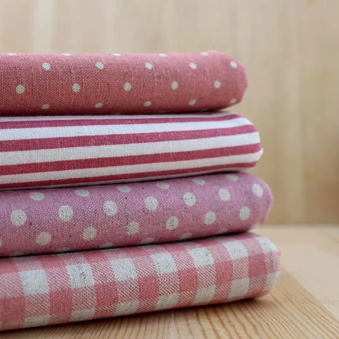 4 шт. розовая хлопковая и льняная Лоскутная Ткань для шитья своими руками стеганая ткань в полоску в горошек с принтом 22*24 см